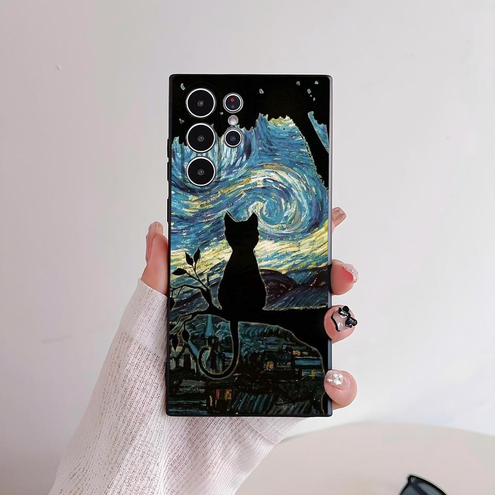 Van ART G-Gogh Funny Cat Phone Case for Samsung S series s21 s22 s23 s24 s25 FE Plus Ultra TPU Soft to Skin-friendly case