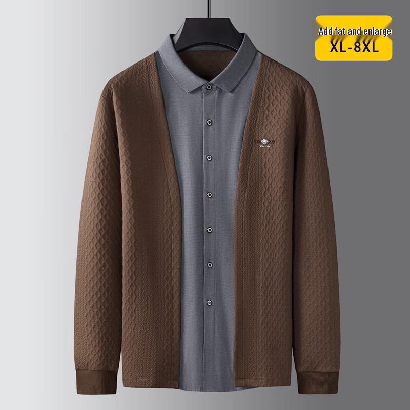 

Men s Plus Size Faux Two-Piece Shirt Collar T-Shirt 4XL