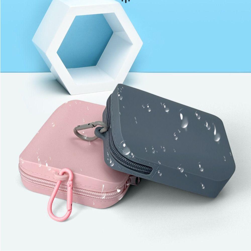 Solid Color Multifunction Storage Bag Contrast Color Small Item Bag Cute Silicone Cosmetic Bag  Men