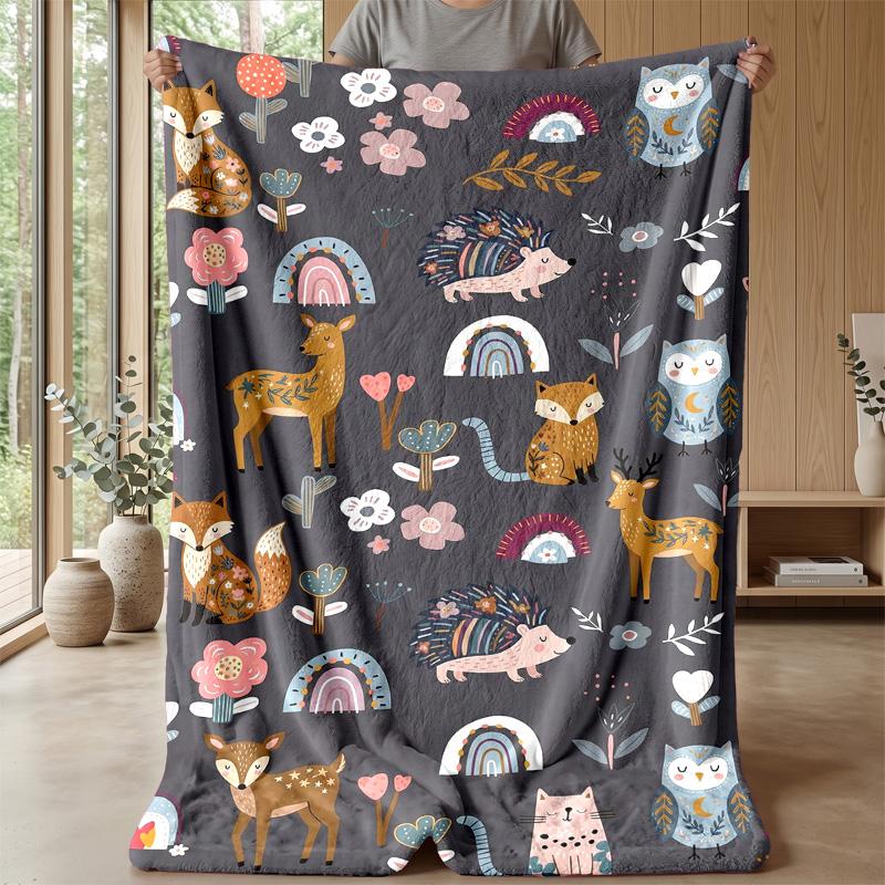 Animal Paw with Flowers Blanket Personalized Name Flannel Blanket Soft Cozy Plush Throw for Sofa Bed Lightweight Home Decor