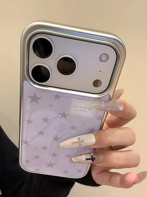 Full Screen Purple Star Dot Phone Case for iPhone 17 16e 16 15 14 13 12 11 Air Pro Max X XR 8 Plus Luxury Clear Soft Back Cover