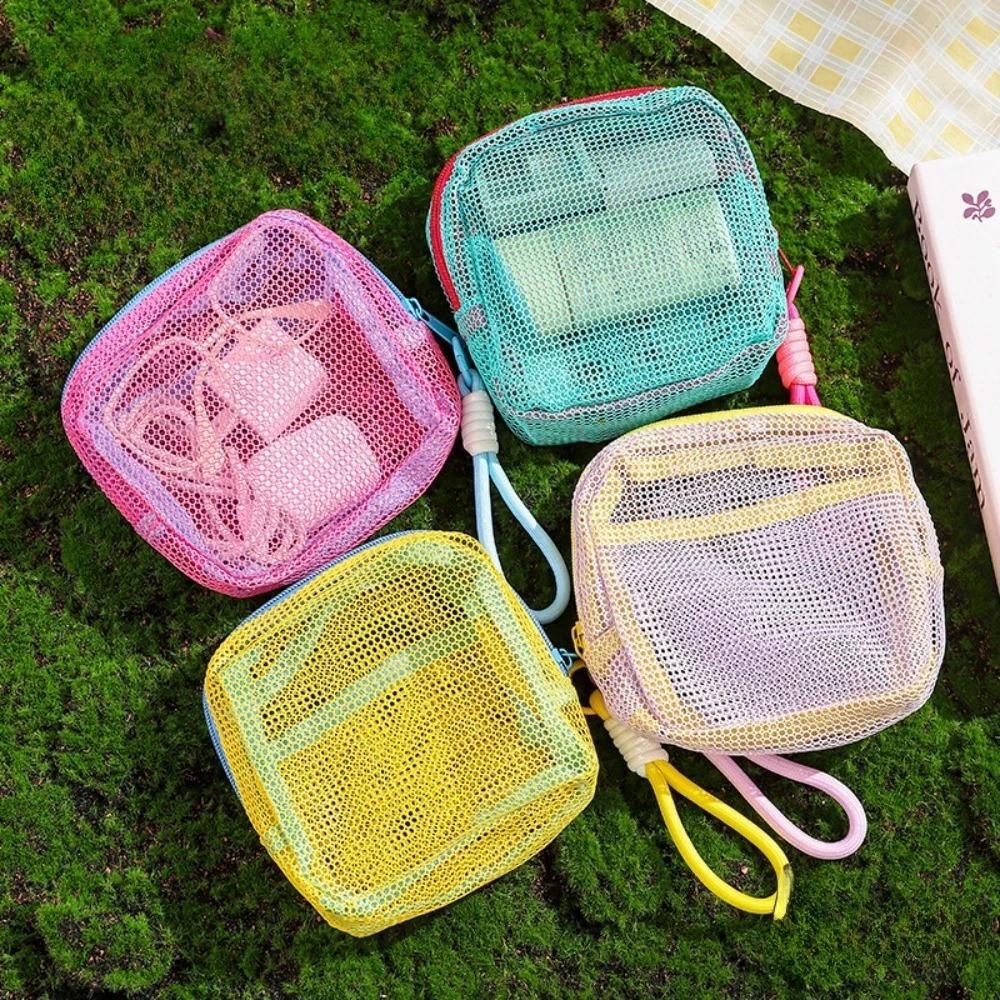 Mesh Makeup Bag Mesh Cosmetic Bags Beach Bag Travel Toiletry Pouch Mini Cute Makeup Cosmetic Travel Toiletry Purse Bag Traveling