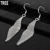 925 Sterling Silver Premium Woven Mesh Tassel Earrings - Fashion Evening Jewelry