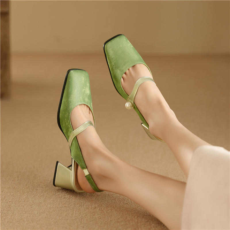 Women's high-heeled sandals spring and summer new simple and comfortable thick heel large size light mouth bag head sandals