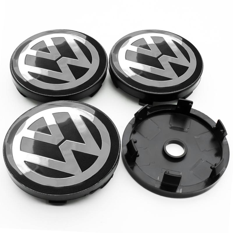 VW 4Pcs 60mm Car Wheel Center Hub Tyre Caps 56mm Rim Cover Sticker Badge Emblem For VW Passat CC Lamando Touran Touareg Tiguan Golf