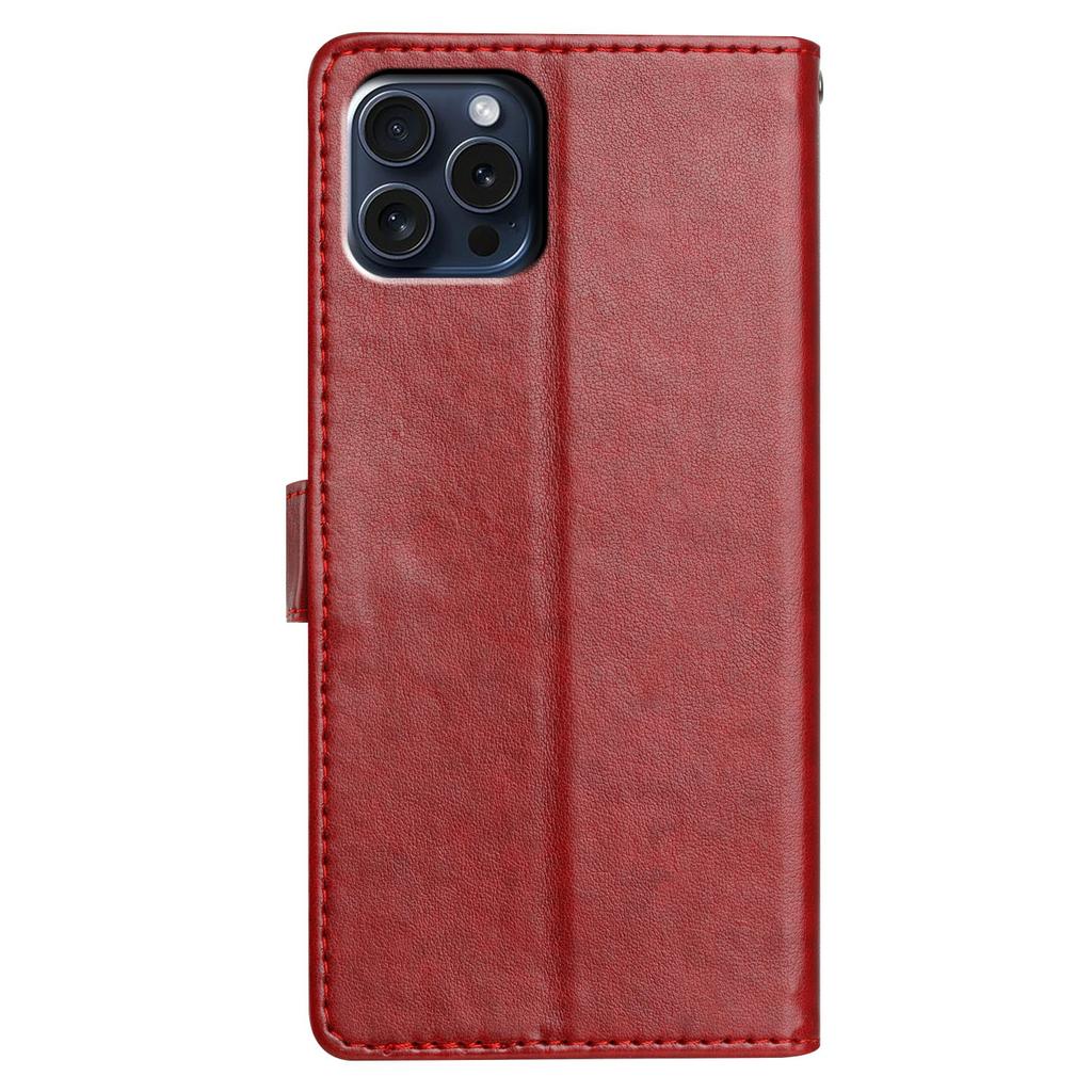 Pro iPhone 16 Pro Kožené pouzdro na telefon Peněženka Kryt se stojánkem s praktickým popruhem