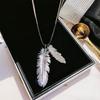 Dichiarazione Foglie Piuma A Forma Di Collane Lunghe Per Le Donne Collana Choker Di Cristallo Pendenti Catena Di Maglioni Alla Moda Gioielli Con Ciondoli Regali