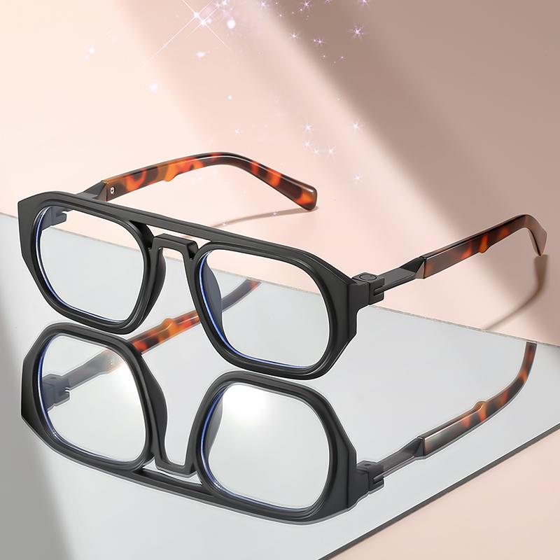 New minimalist double-beam flat glasses with metal links and classic pilot glasses