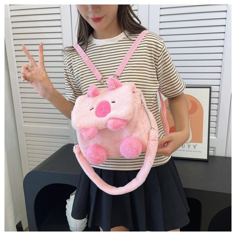 This autumn and winter, the new Korean version of high-end women's plush small backpack cartoon cute one-shoulder crossbody fresh and sweet