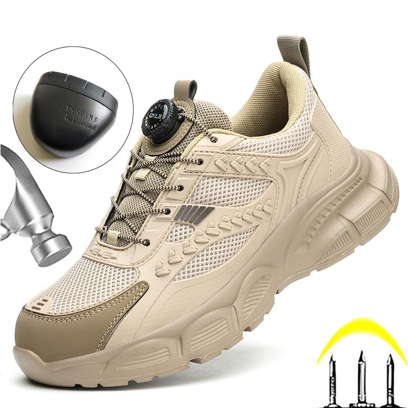 Rotating button Safety Shoes Men Steel Toe shoes Work Sneakers Fashion Indestructible shoes non-slip Protective Shoes Size 36-48