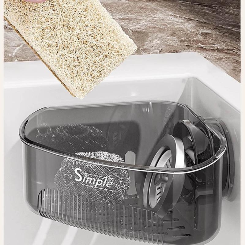 Suction Cup Corners Sink Organizers With Drainage Holes ABS Kitchen Bathroom Storage Shelf Easy Installation