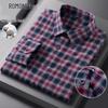 Romon Men's Brushed Cotton Plaid Long Sleeve Casual Shirt