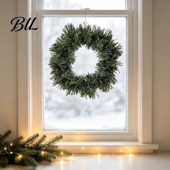 Natural Look Pine Wreath Artificial Norfolk for Front Door, Christmas Faux Greenery Needle DIY Base Wreath, Winter Farmhouse Holiday Hanging