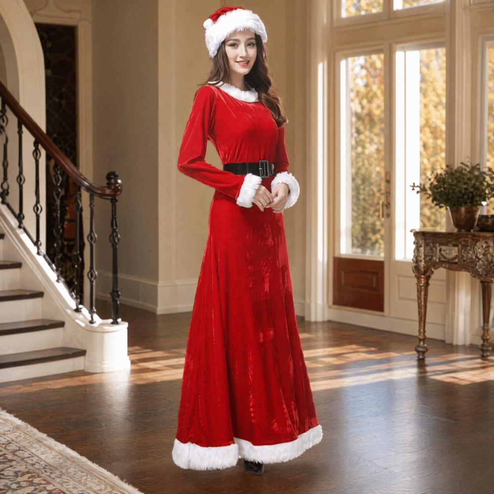 Santa Claus Cosplay Christmas Outfit Gold Velvet Christmas Perform Costume  Nightclub Bar