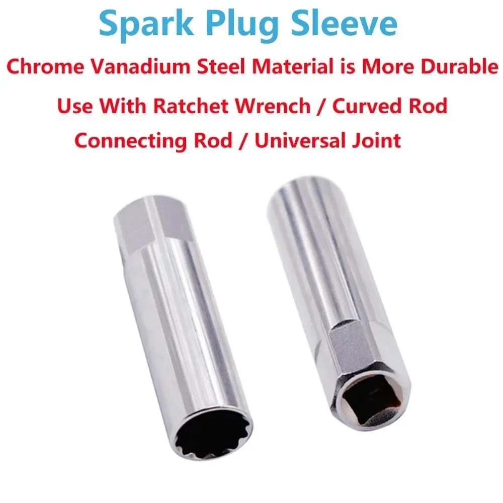 14mm 16mm Spark Plug Socket Wrench Adapter 12-Point 3/8inch Drive Magnetic Spark Plug Socket Socket Adapter Auto Repair Tools