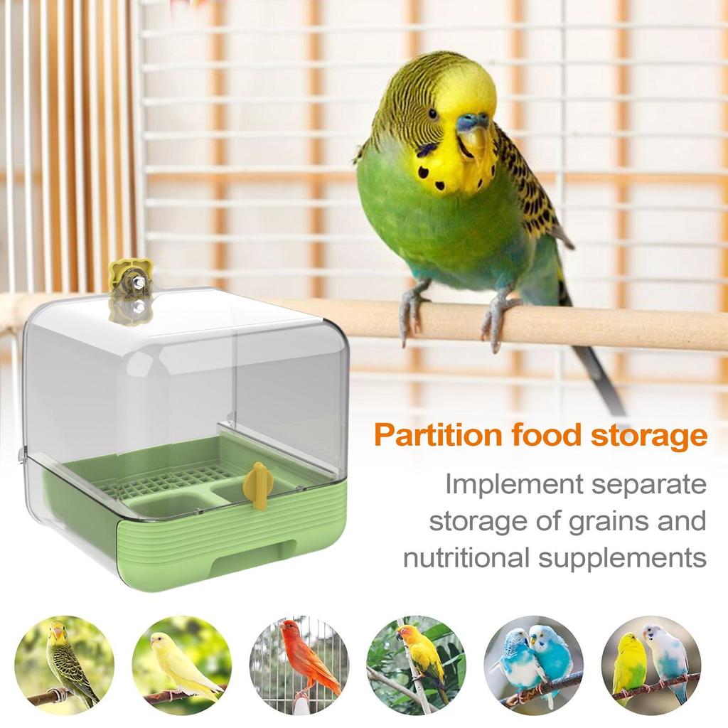 Parakeet Bird Bath Pull-out Pet Bird Feeder Transparent 2 In 1 Bowl Quick Cleaning For Indoors Inside Or Outdoors On Deck Garden