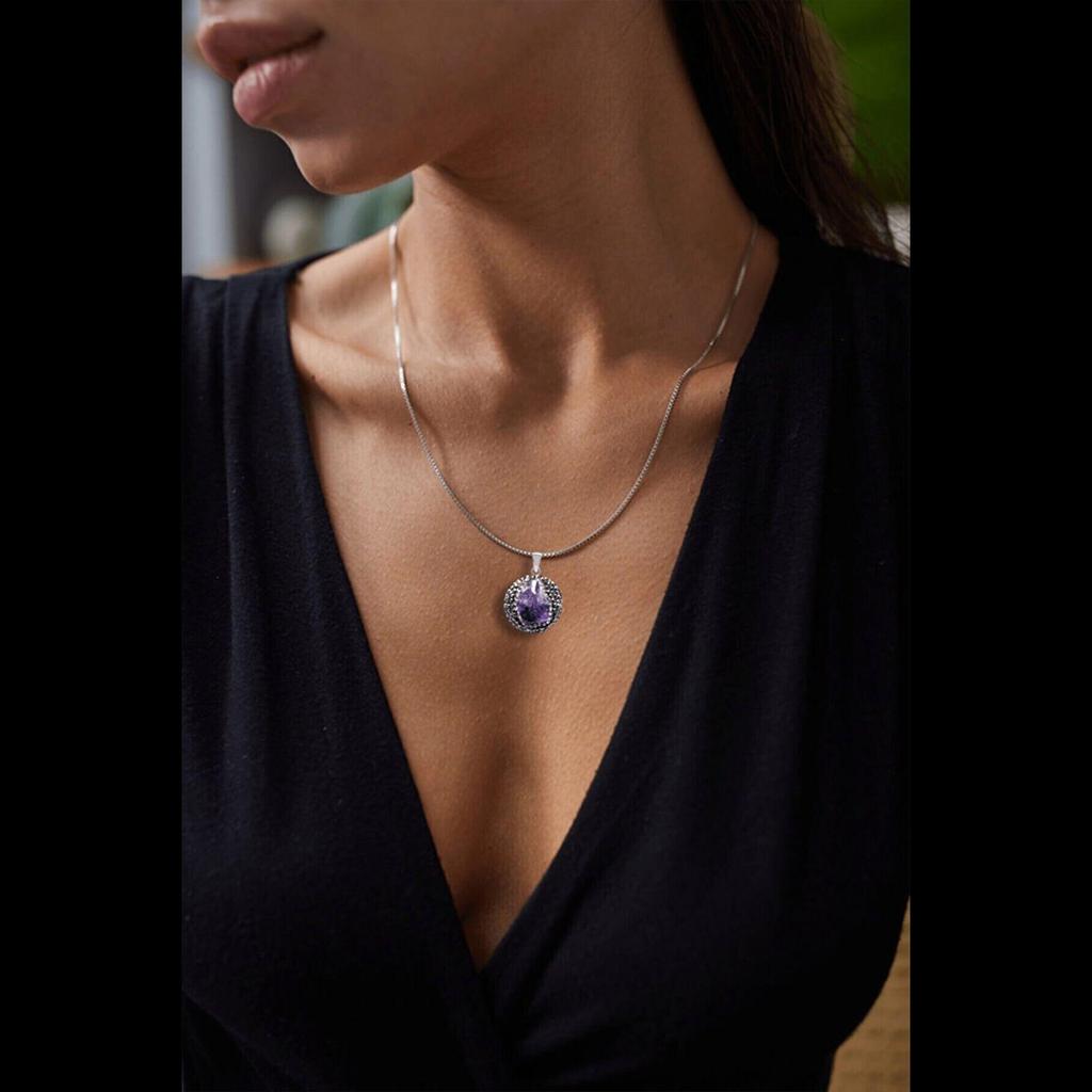 Certified High Quality Zircon Natural Amethyst Stone Necklace