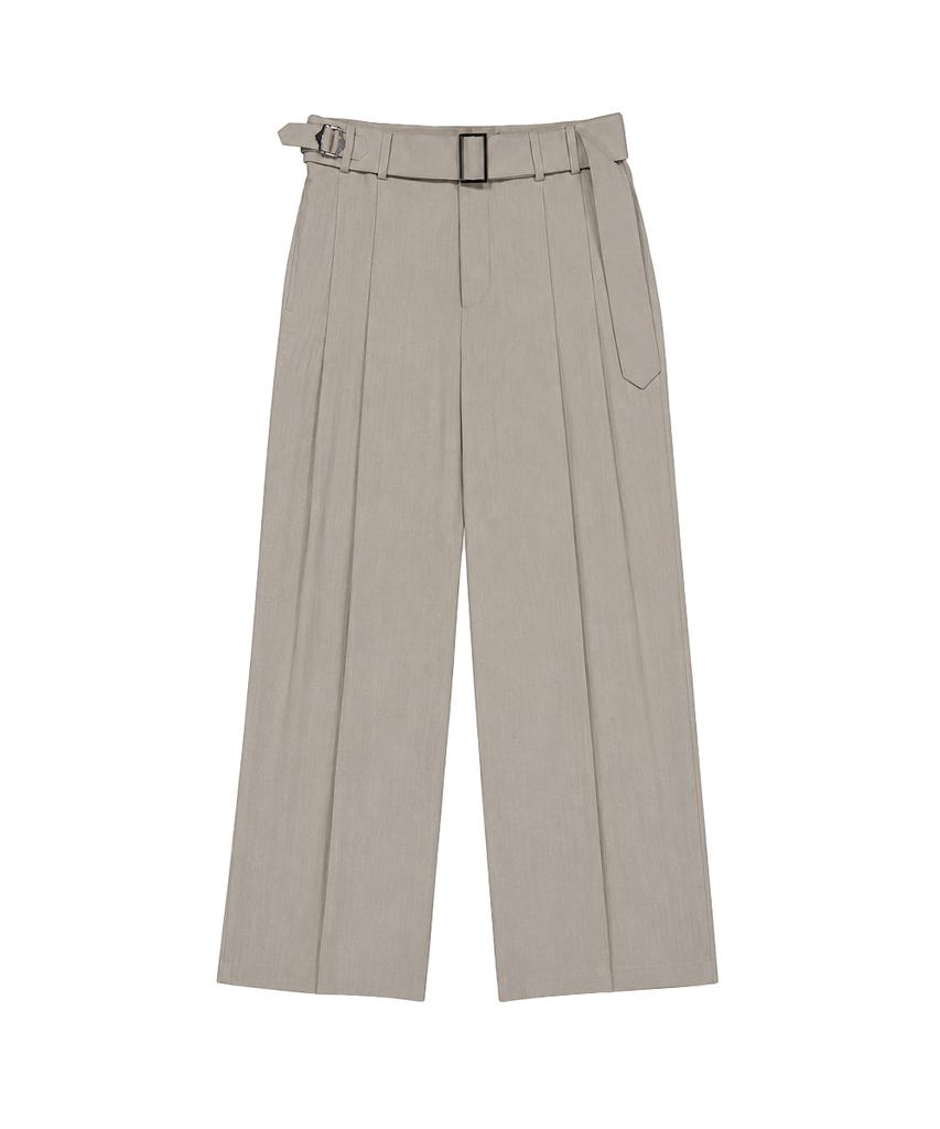 Sinkia Buckle Strap Wide Trousers Warm Grey