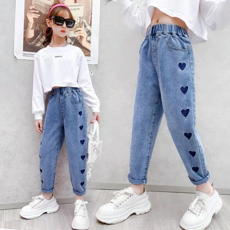 Girls' Casual Loose-Fit Jeans - Spring/Autumn Fashion for Kids