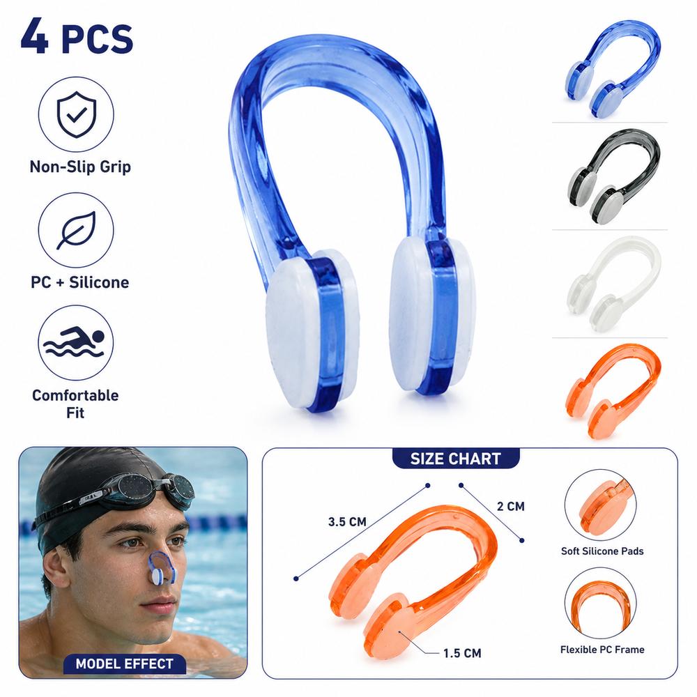4PCS Soft Silicone Swimming Nose Clip Universal Fit Swimming Accessories  Swim Training