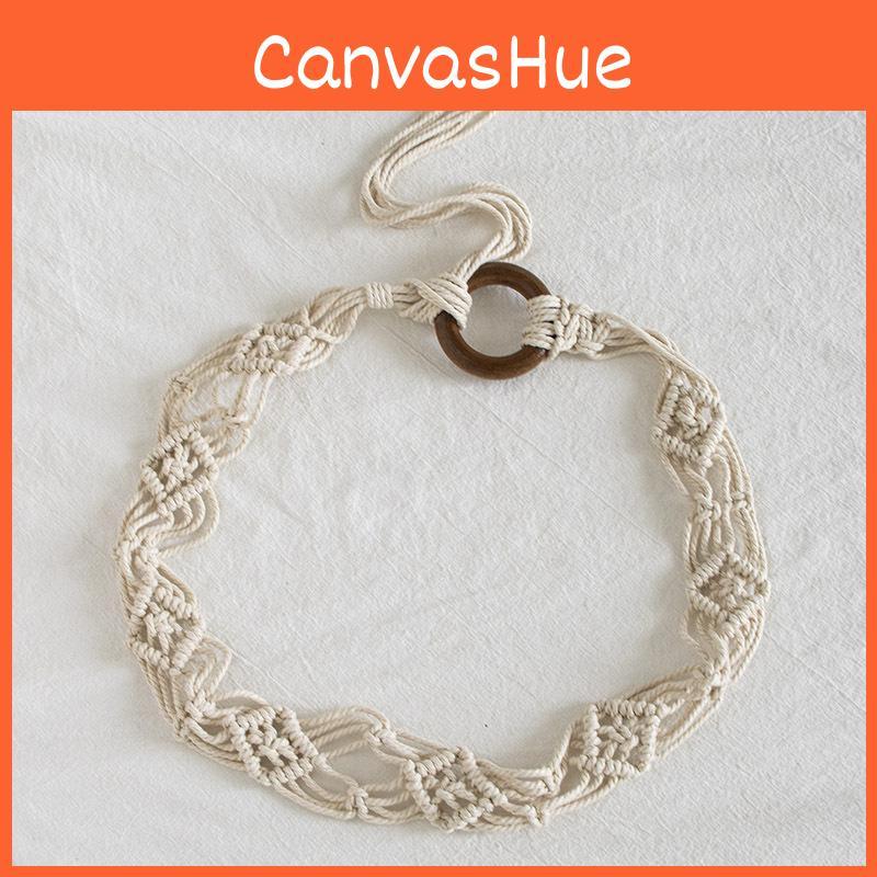 Ethnic Boho Cotton Hemp Rope Belt With Knotted Closure For Retro Summer Beach Outfits