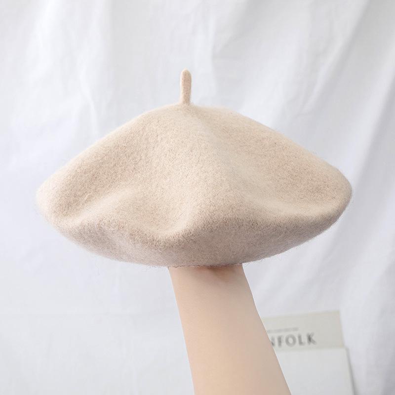 Women's Cross-Border Wool Beret: Autumn/Winter Korean-Style, British Retro Octagonal Painter Hat for Large Head Circumference