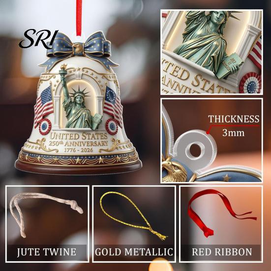Scratch-proof Acrylic Souvenir 2D America 250th Anniversary Ornament 250 Years Patriotic Hanging Decoration 1776-2026 Commemorative Gifts for