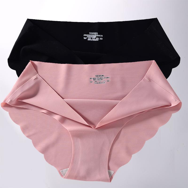 2 Stück/Set M-XL Nahtlose Eis-Seide Sexy Damen Slips Pantys 7 Unifarben Atmungsaktive Pantys Unterwäsche Für Mädchen Dessous