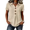 Women's Casual V Neck Button Front Shirt Short Sleeve Collared Blouse Lightweight Loose Fit Summer Top