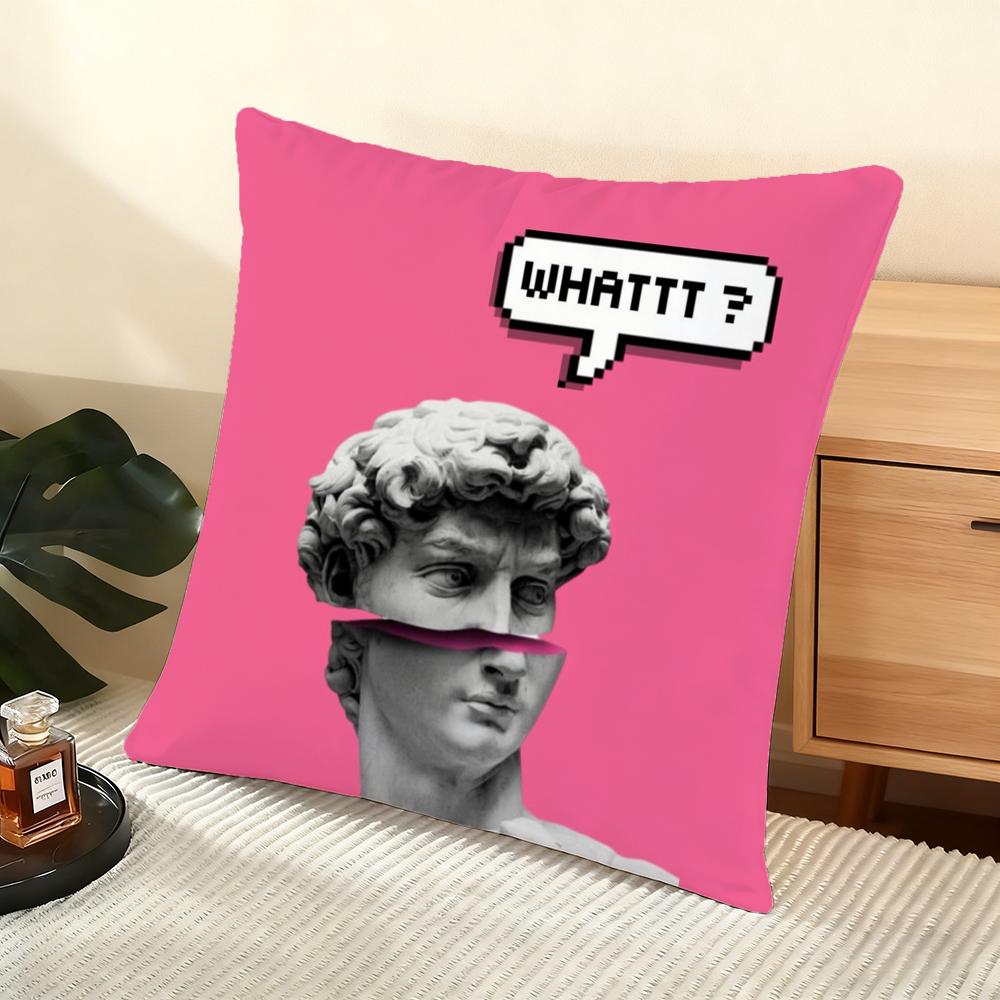 Funny Art D-David Statue Cushion Cover Soft Short Plush Pillow Cover Smooth Cozy Texture Aesthetic Cushion Case Home Decor