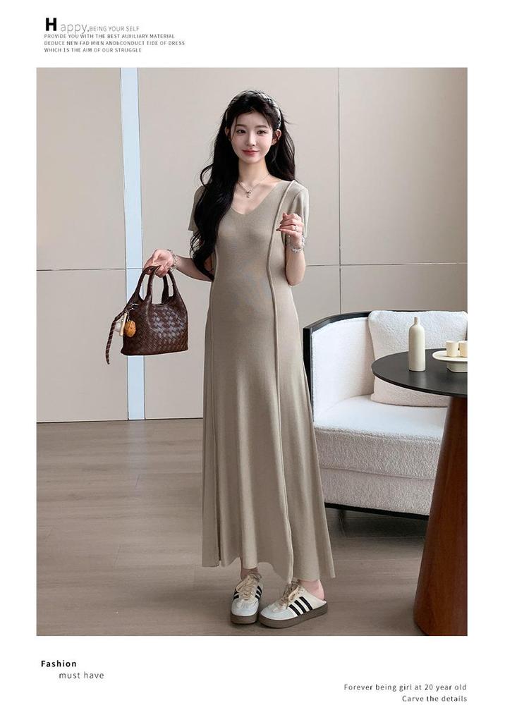 2026 Frühjahr/Sommer Koreanischer Stil Hochwertiges Gestricktes Umstandskleid mit Perlen