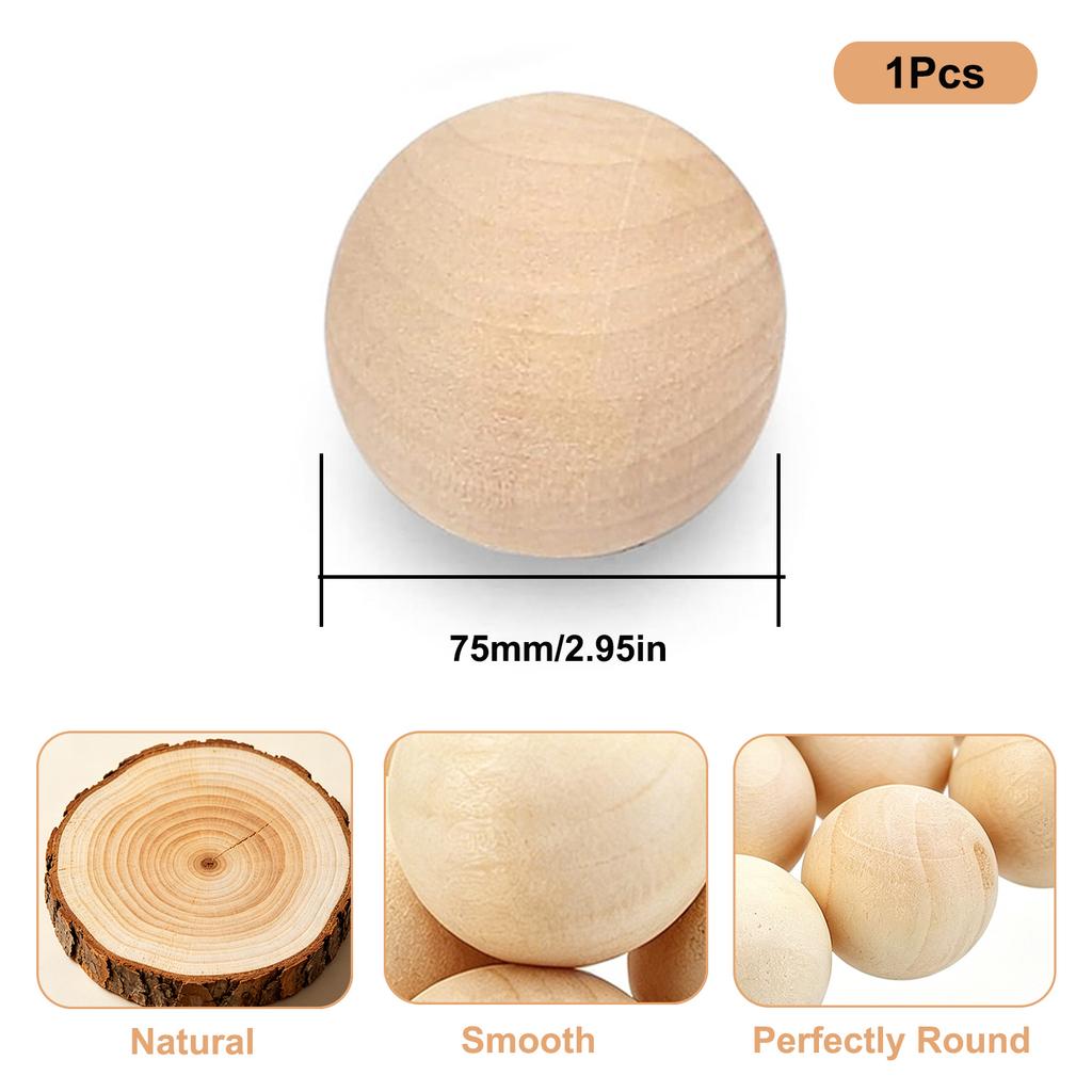 1-50Pcs Wood Ball Dia 6mm-75mm Wooden Primary Color Solids Round Wooden Ball Decoration DIY Home Painted Parts