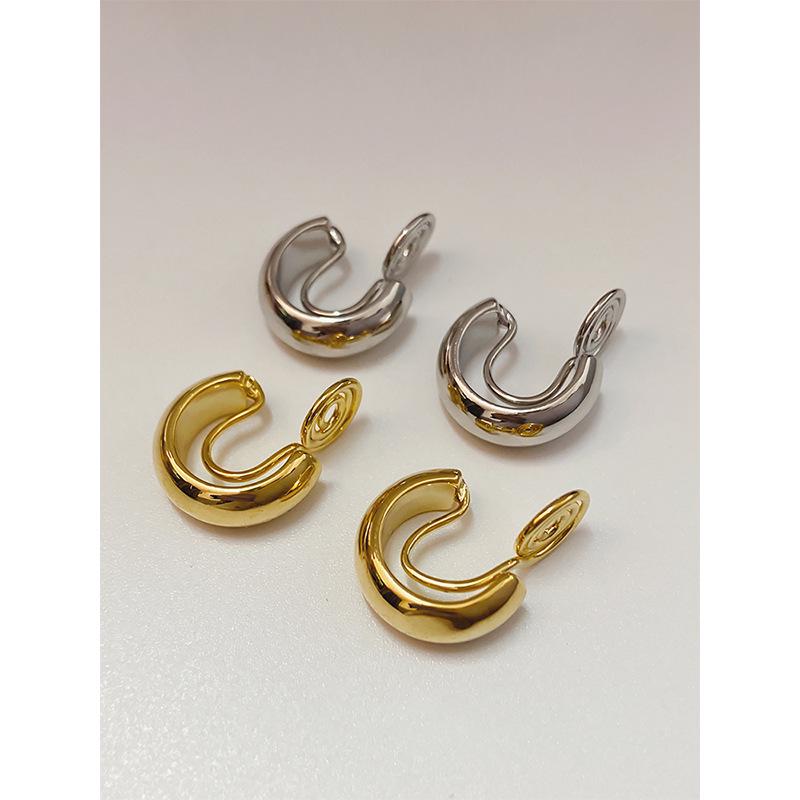 Minimalist Metal Ear Cuff Hoop Earrings - Retro Design, No Piercing Needed