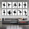 Modern Black White Ballet Dancer Canvas Painting Silhouette Beauty Girl Photo Art Prints and Posters Wall Art Pictures for Decor