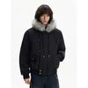 Blaexit Gray Wolf Fur Collar Ma1 Parka Men's Thickened Mountain Eagle Jacket with Fleece Lining Warm Workwear Cotton Coat