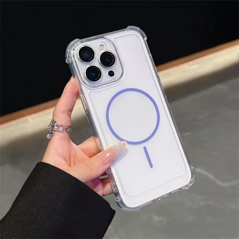 Luxury Airbag Shockproof Clear For Magsafe Case For iPhone 11 12 13 14 15 16 Pro Max Plus Magnetic Wireless Charge Bumper Cover