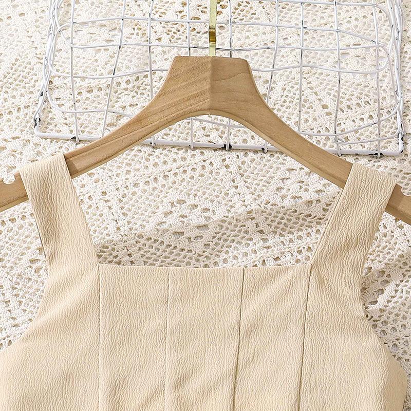 Girls' Fashionable Outfit - Summer Children's Solid-color Camisole Top and Casual Pants Set