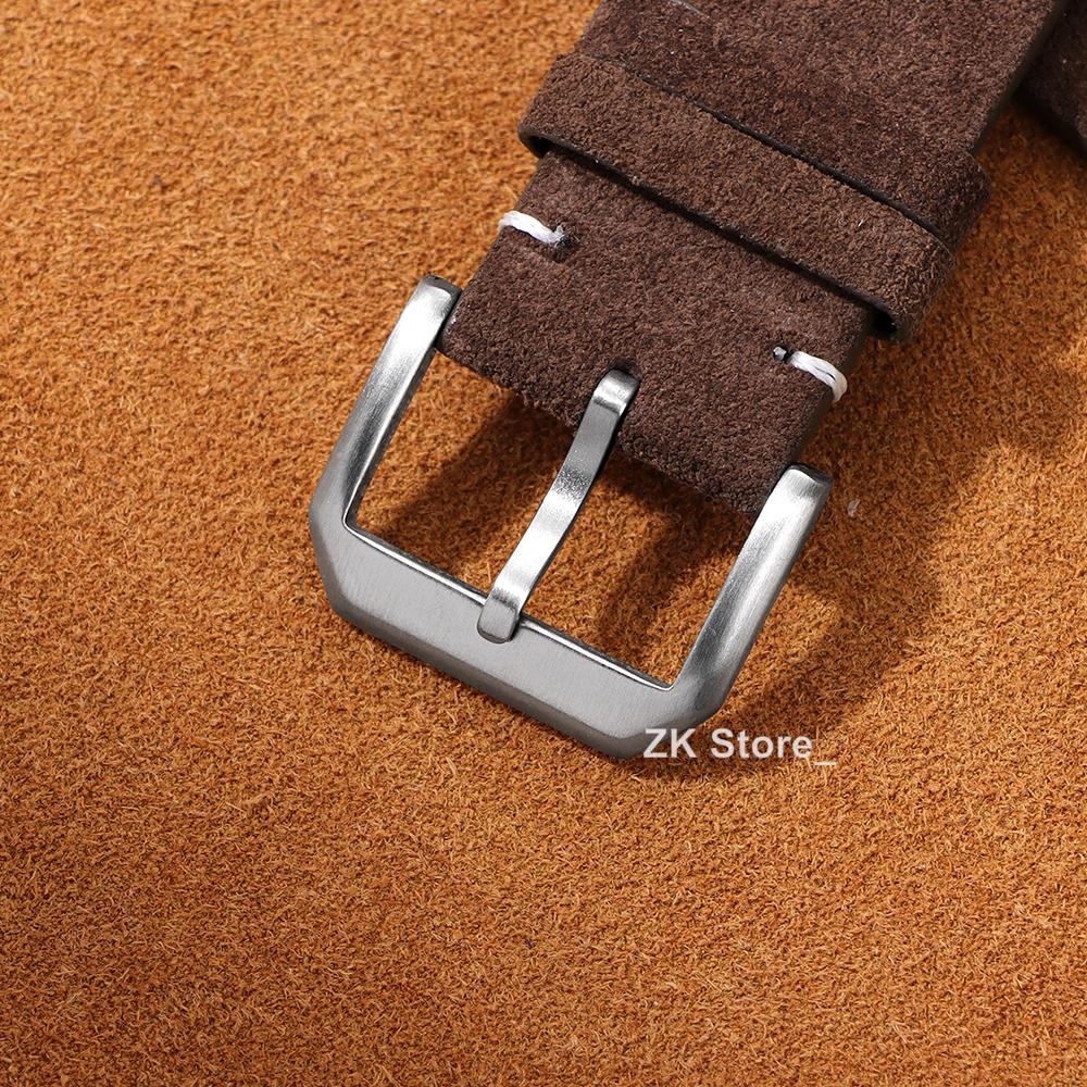 Suede Leather Watch Strap 20 22mm for Samsung Watch6/5/4 Soft Calfskin Bracelet Quick Release Band Handmade Stitching Wristband
