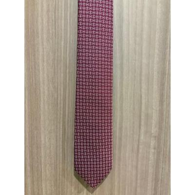 Used Beautiful Condition] HERMES Tie H Logo Bordeaux System