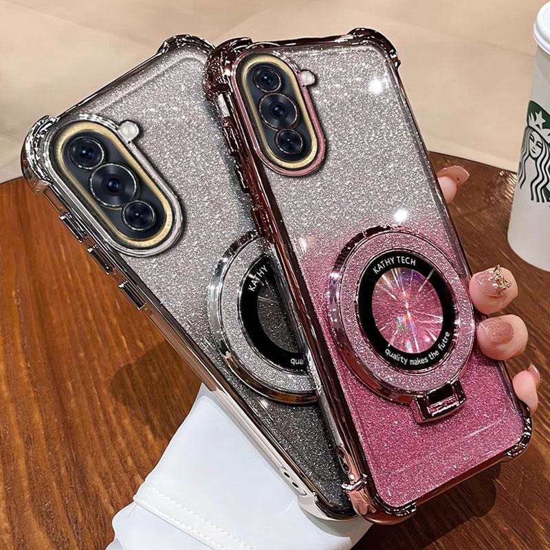 Nova11 11pro Case Luxury Magnetic Bracket Shockproof Cover For Huawei Nova 11 12 10 9 9SE pro Case with Holder shiny Glitter