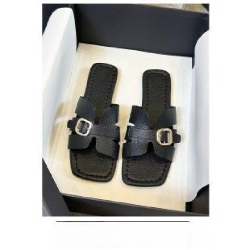 

New Plus-size Shoes, Belt-buckle Women s Slippers, Flat Square-toed Shoes 35 чорний