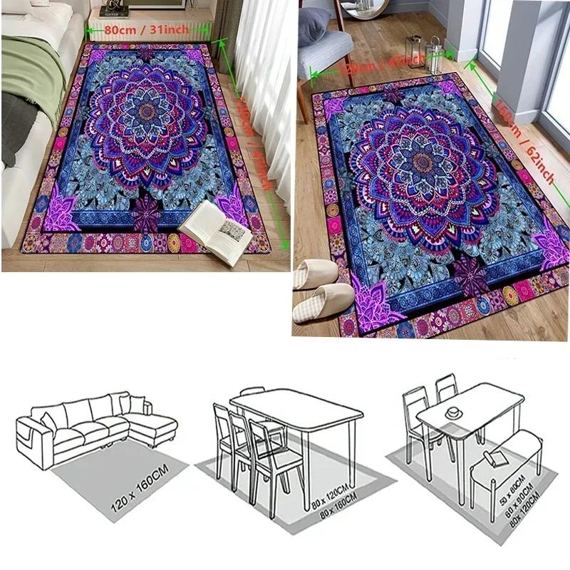 Vintage Ethnic Printed Carpet Non Slip Floor Mat for Living Room Kitchen Entrance Door Balcony Washable Rug Home Hallway Decor