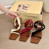 Luxury Brands Summer Retro Square Toe Clip Toe Women's Sandals Thin Heel French Style Fashion Sling Women Shoes Slingback Femme