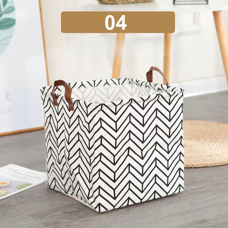 Foldable Cotton Linen Laundry Basket Dirty Clothes Hamper Household Storage Organizer Multifunctional Sundries Storage Bin