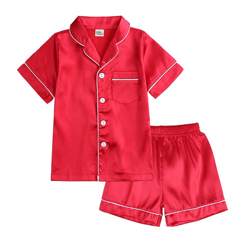 Summer Children's Imitation Silk Homewear Boys' and Girls' Silk Baby Ice Silk Pajama Set