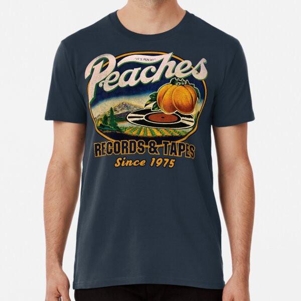 

Peaches Records and Tapes 1975 Worn S to 5XL Made in the AU/USA T-Shirt 4XL