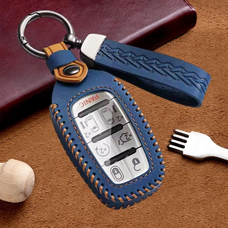 

Leather Car Key Case Cover Key Holder For Chrysler Pacifica Voyager Smart Remote Key Shell