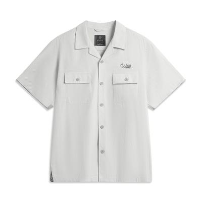 Li Ning Wade Series Comfortable Simple Loose Casual Letter Short Sleeve Shirt Men Shirts Geological-Gray ASHV169-2