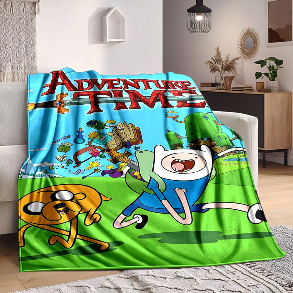 1pc Adventure Time Flannel Throw Blanket - HD Printed Lightweight Soft Warm All-Season Blanket for Sofa, Bed, Travel, Camping 183