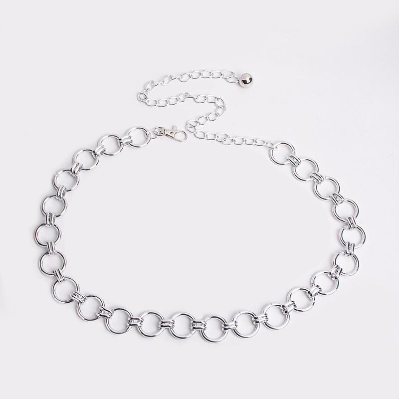 Elegant Gold And Silver Metal Waist Chain With Hook Closure For Daily Fashion